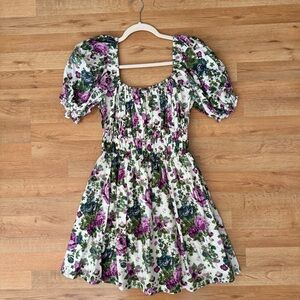 Floral Dress with Puff Sleeves